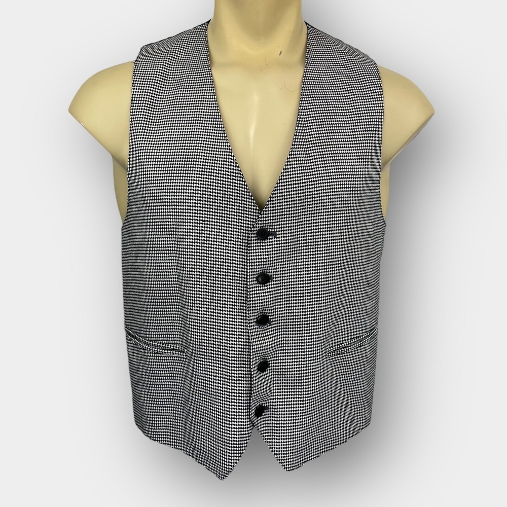 Protocol Men’s Tailored Vest 36 Houndstooth 5-Button V-Neck Back Buckle